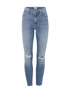 Mother The Looker Ankle Fray Jeans Shoot To Thrill Distressed High Rise Sz 29
